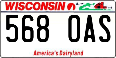 WI license plate 568OAS