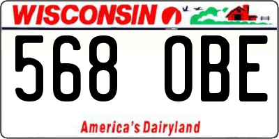 WI license plate 568OBE