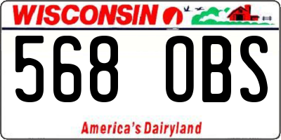 WI license plate 568OBS