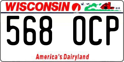 WI license plate 568OCP