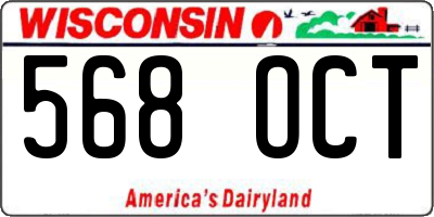 WI license plate 568OCT