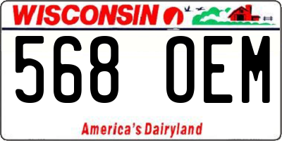 WI license plate 568OEM