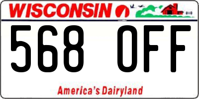 WI license plate 568OFF