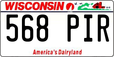 WI license plate 568PIR