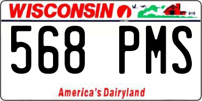 WI license plate 568PMS
