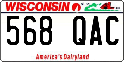 WI license plate 568QAC