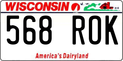 WI license plate 568ROK