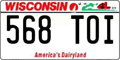 WI license plate 568TOI