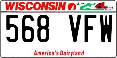 WI license plate 568VFW
