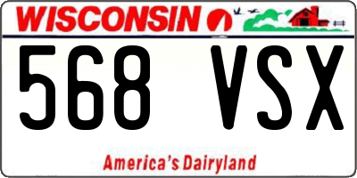 WI license plate 568VSX