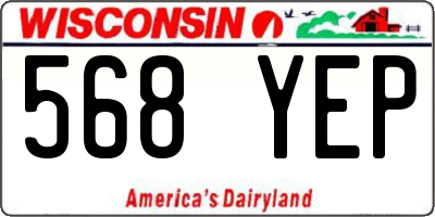 WI license plate 568YEP