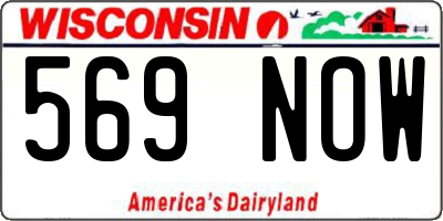 WI license plate 569NOW