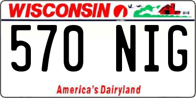 WI license plate 570NIG
