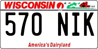 WI license plate 570NIK