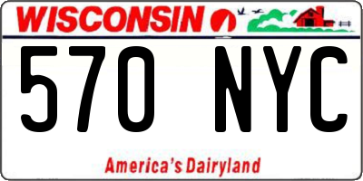 WI license plate 570NYC