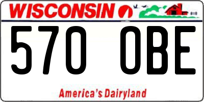 WI license plate 570OBE
