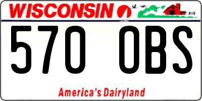WI license plate 570OBS