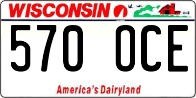 WI license plate 570OCE