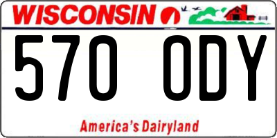 WI license plate 570ODY