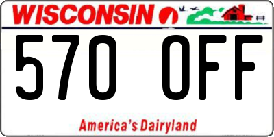 WI license plate 570OFF