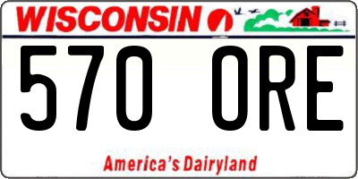 WI license plate 570ORE