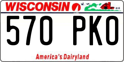 WI license plate 570PKO