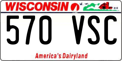 WI license plate 570VSC