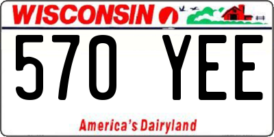 WI license plate 570YEE