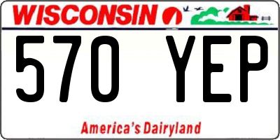 WI license plate 570YEP