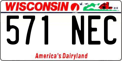 WI license plate 571NEC