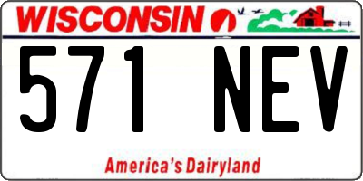 WI license plate 571NEV