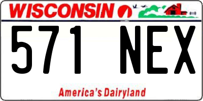 WI license plate 571NEX