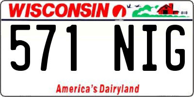 WI license plate 571NIG