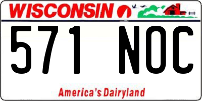 WI license plate 571NOC