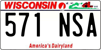 WI license plate 571NSA
