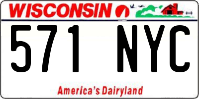 WI license plate 571NYC