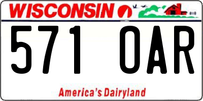 WI license plate 571OAR