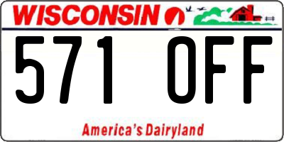 WI license plate 571OFF
