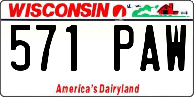 WI license plate 571PAW