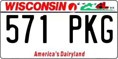 WI license plate 571PKG