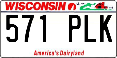 WI license plate 571PLK