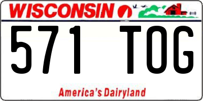 WI license plate 571TOG
