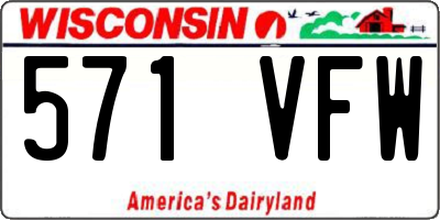 WI license plate 571VFW