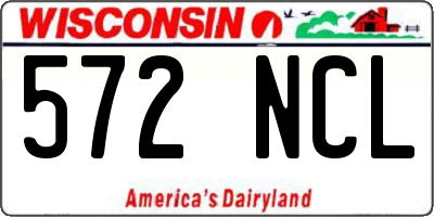 WI license plate 572NCL