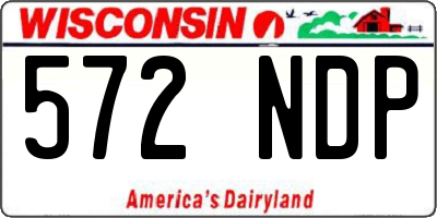 WI license plate 572NDP