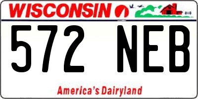 WI license plate 572NEB