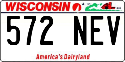 WI license plate 572NEV