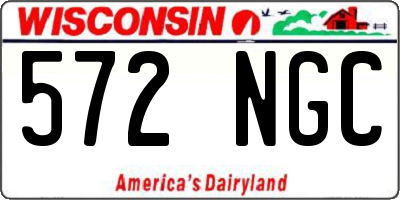 WI license plate 572NGC