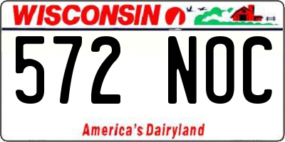 WI license plate 572NOC