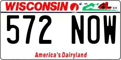 WI license plate 572NOW